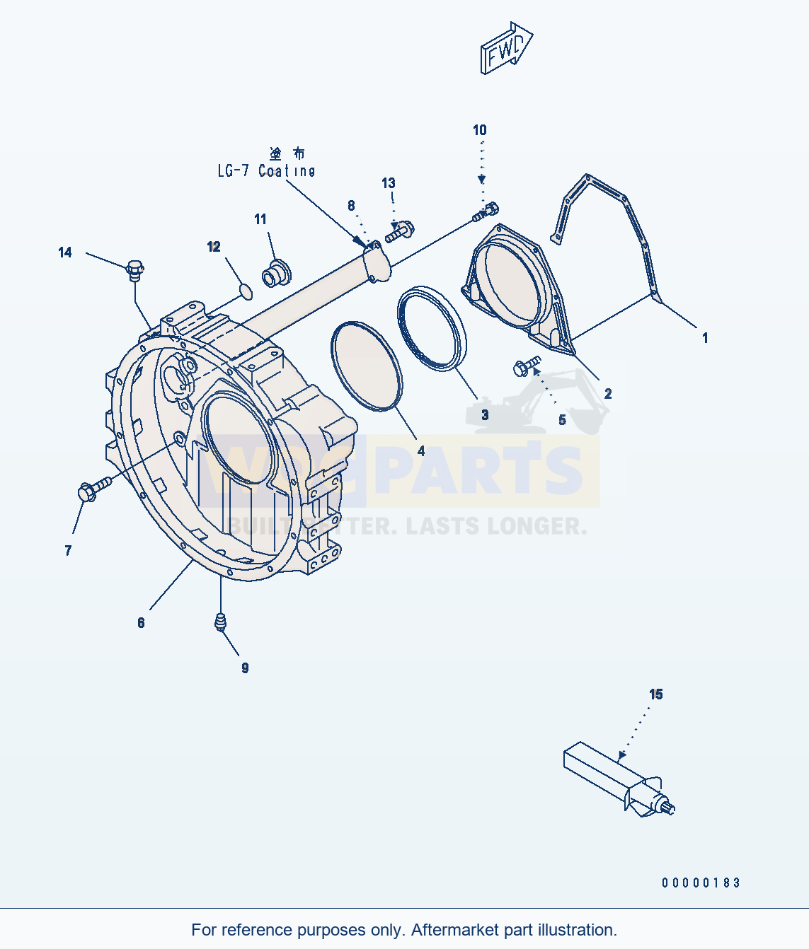 Komatsu WA250PZ-5 Flywheel Housing parts diagram
