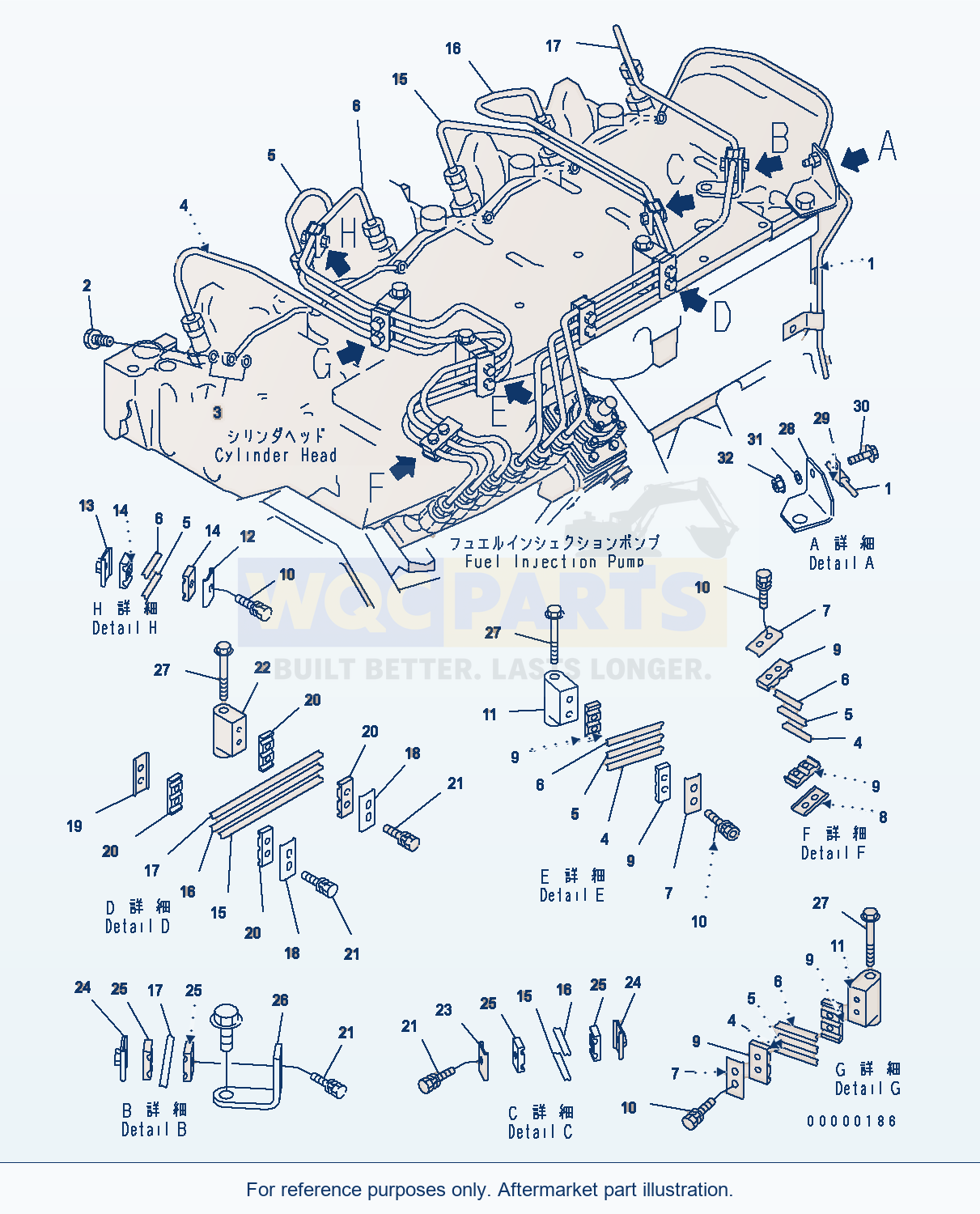 Komatsu WA250PZ-5 Fuel Piping parts diagram