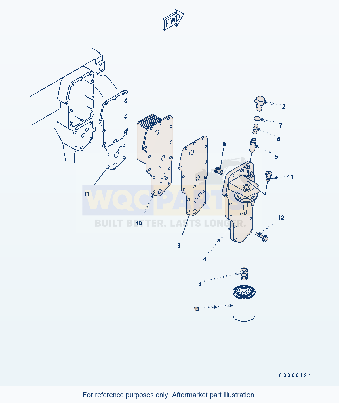 Komatsu WA250PZ-5 Oil Cooler And Oil Filter parts diagram