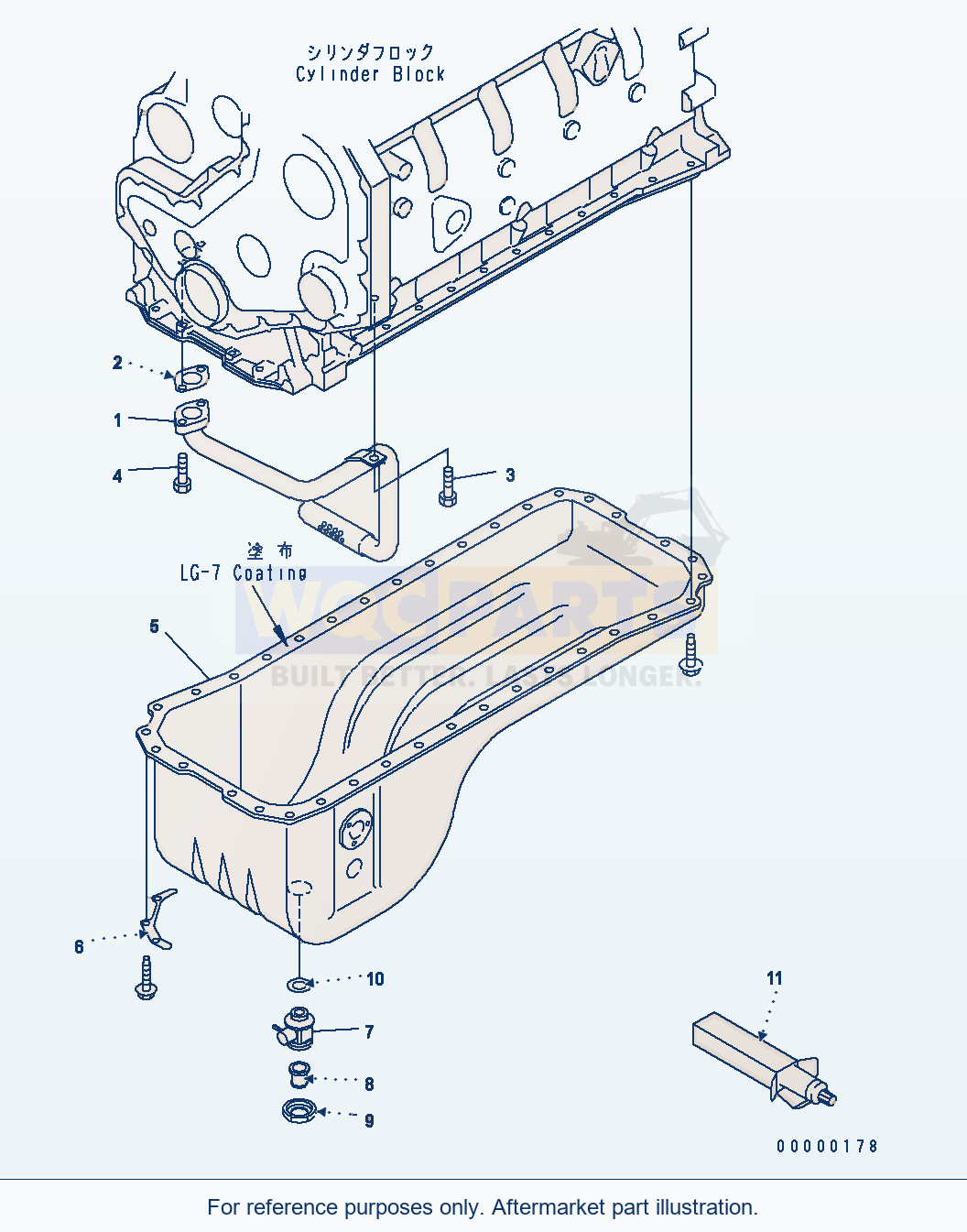 Komatsu WA250PZ-5 Oil Pan And Suction Tube parts diagram