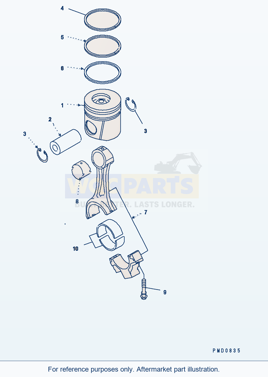 Komatsu WA250PZ-5 Piston parts diagram