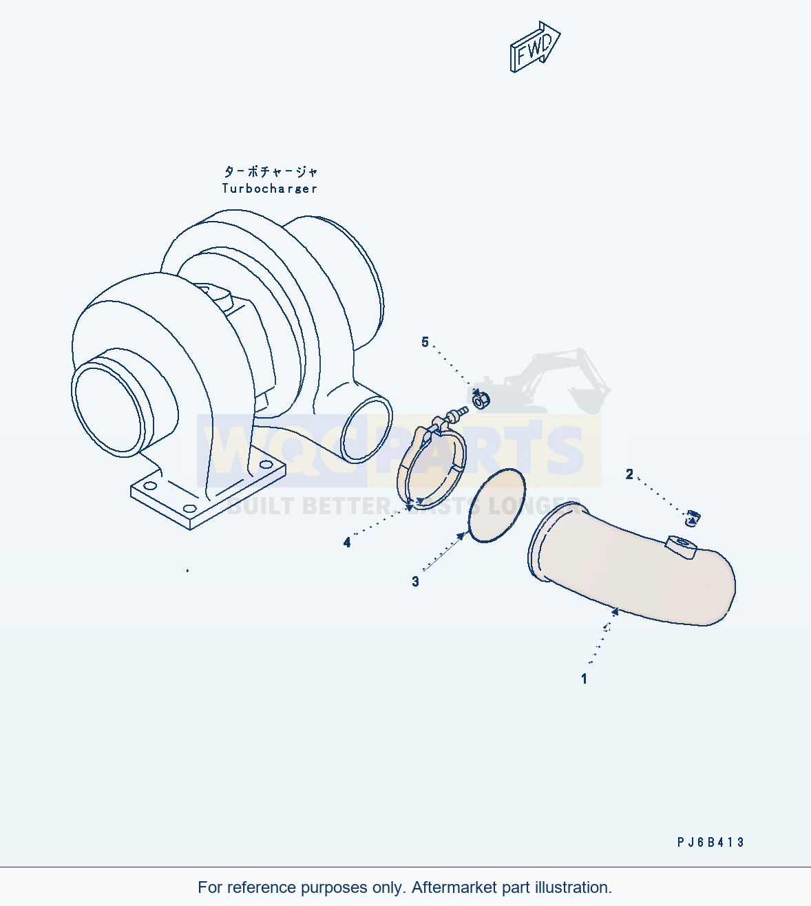 Komatsu WA250PZ-5 Turbocharger Out Connection parts diagram