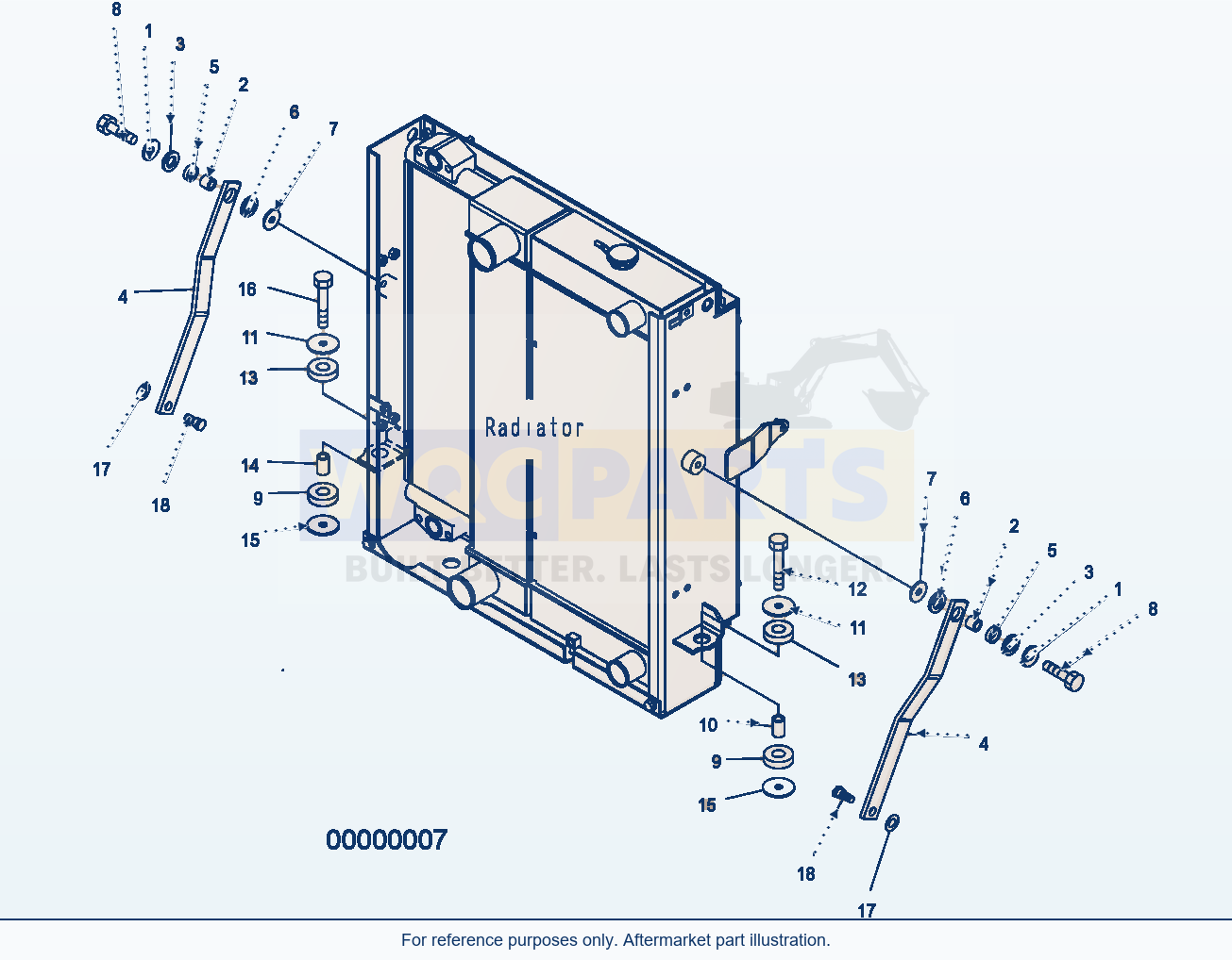 Komatsu WA250PZ-5 Radiator Mount (Std And Wide Core) parts diagram