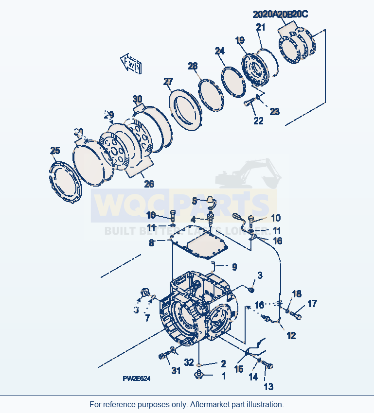 Komatsu WA250PZ-5 Front Axle (Std And Lsd - Cover And Brake) parts diagram