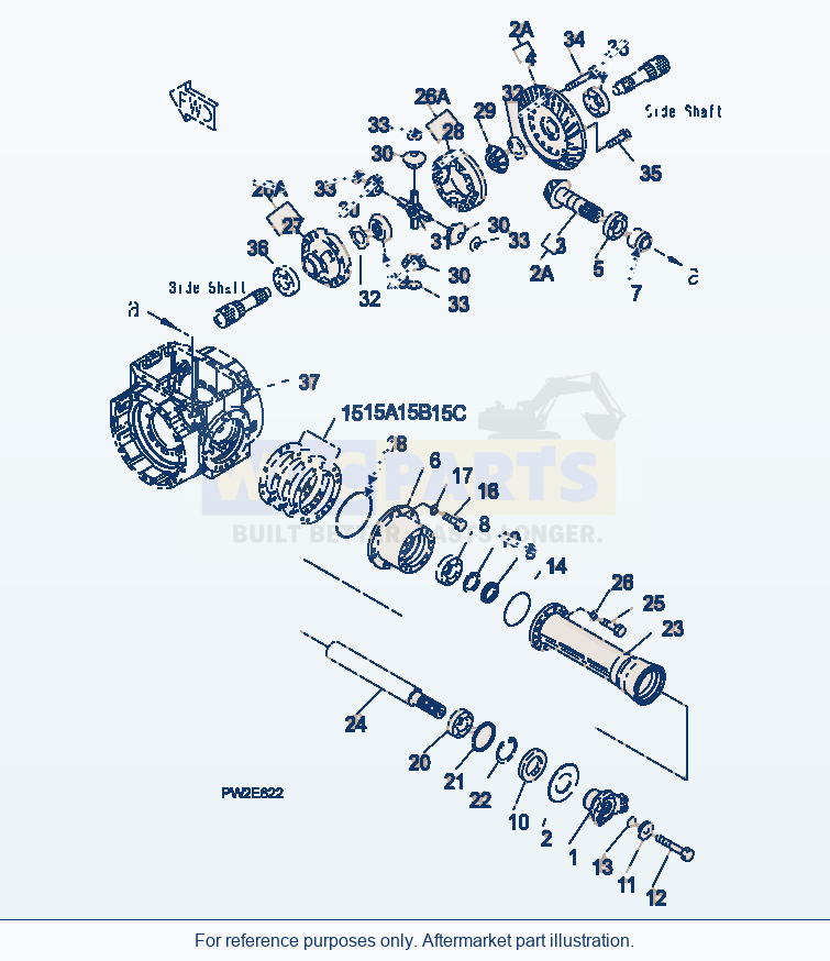 Komatsu WA250PZ-5 Front Axle (Std - Differential) parts diagram