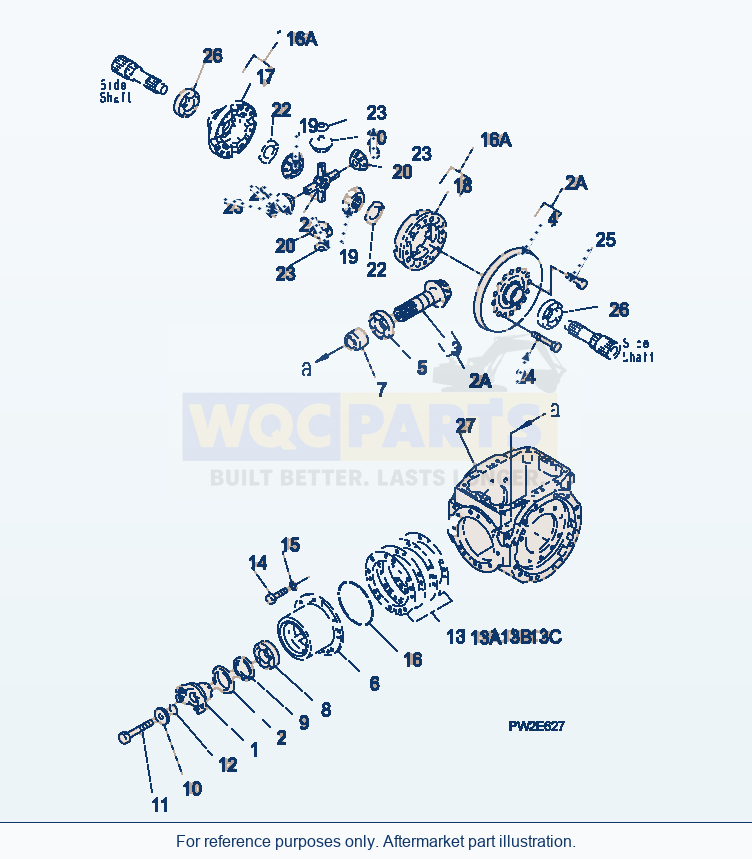 Komatsu WA250PZ-5 Rear Axle (Std - Differential) parts diagram