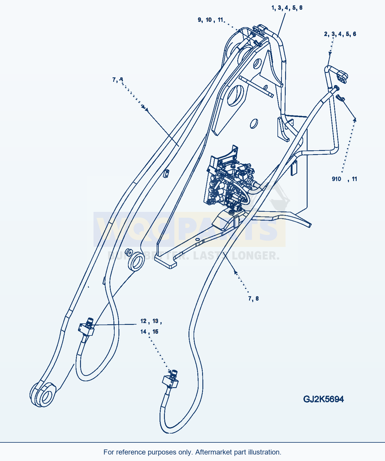 Komatsu WA250PZ-5 Hydraulic Piping (4Spool) parts diagram