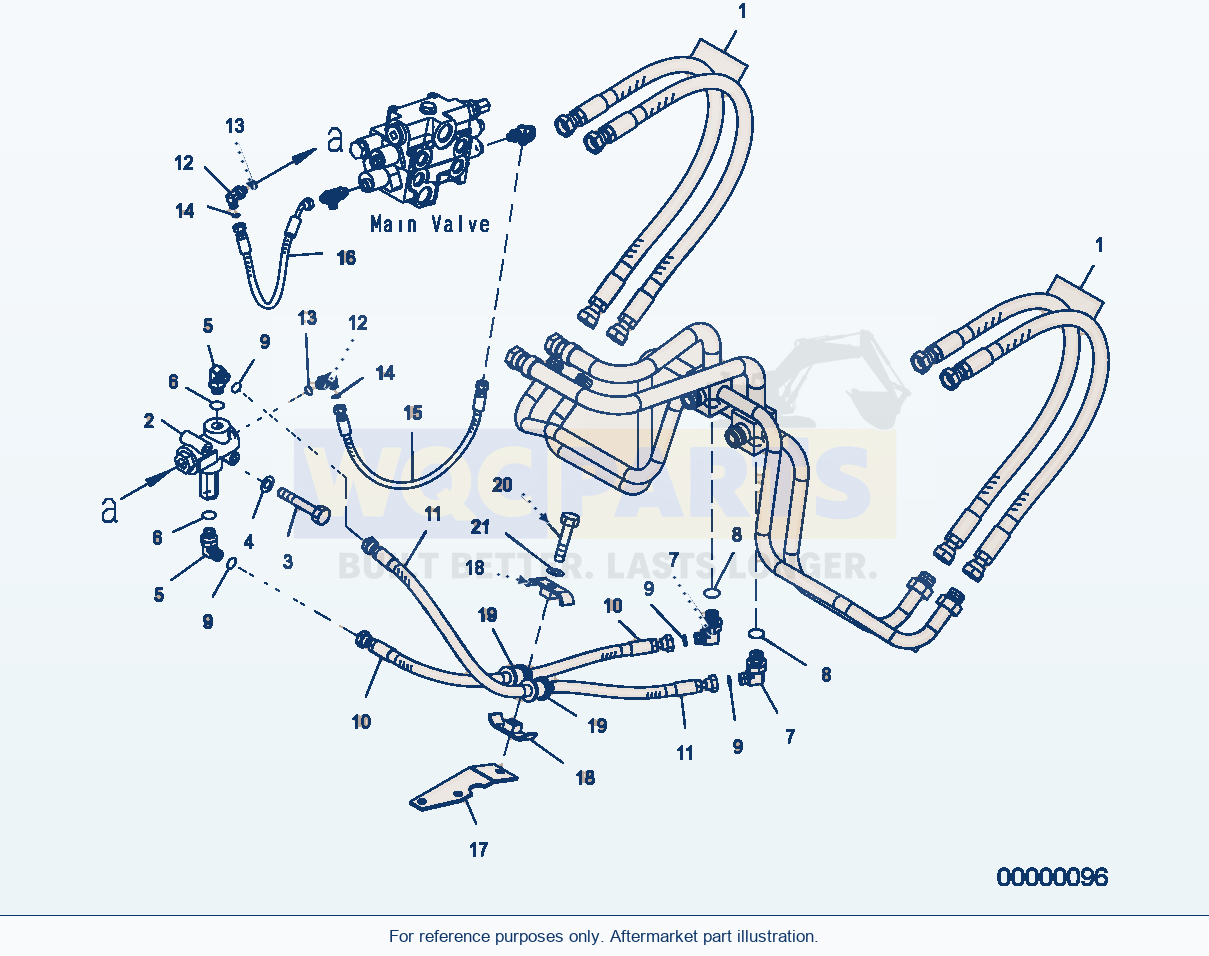 Komatsu WA250PZ-5 Hydraulic Piping (Lift Cylinder Hose) parts diagram