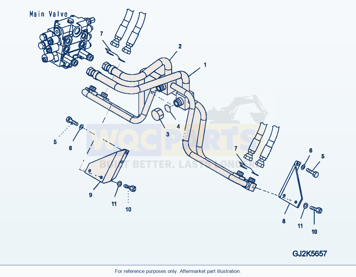 Komatsu WA250PZ-5 Hydraulic Piping (Lift Cylinder Line 4Spool) parts diagram
