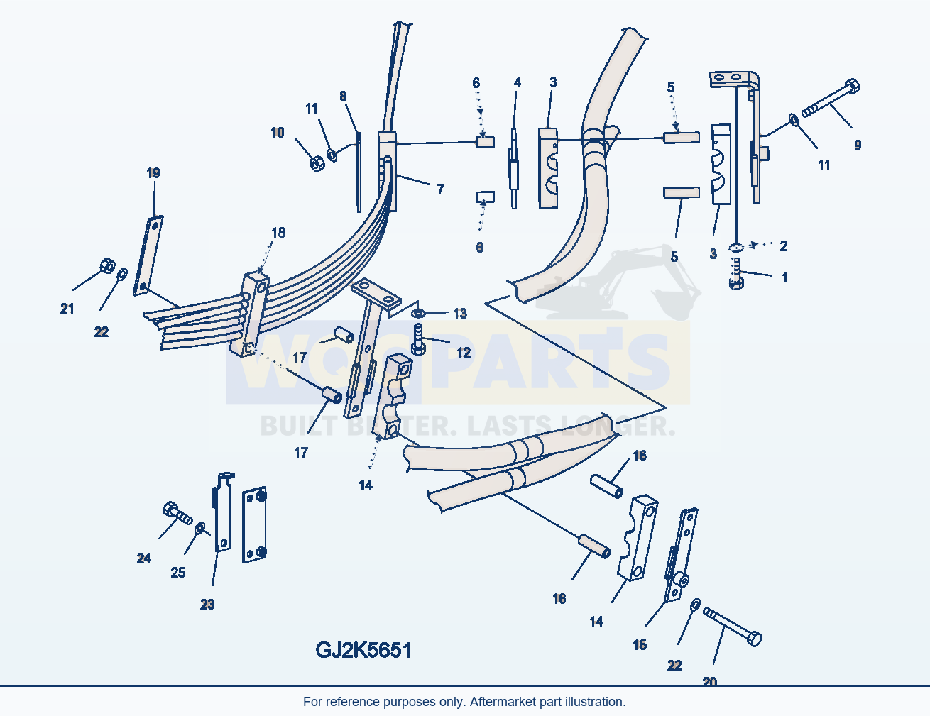 Komatsu WA250PZ-5 Hydraulic Piping (P.P.C Piping Mount, 4Spool) parts diagram
