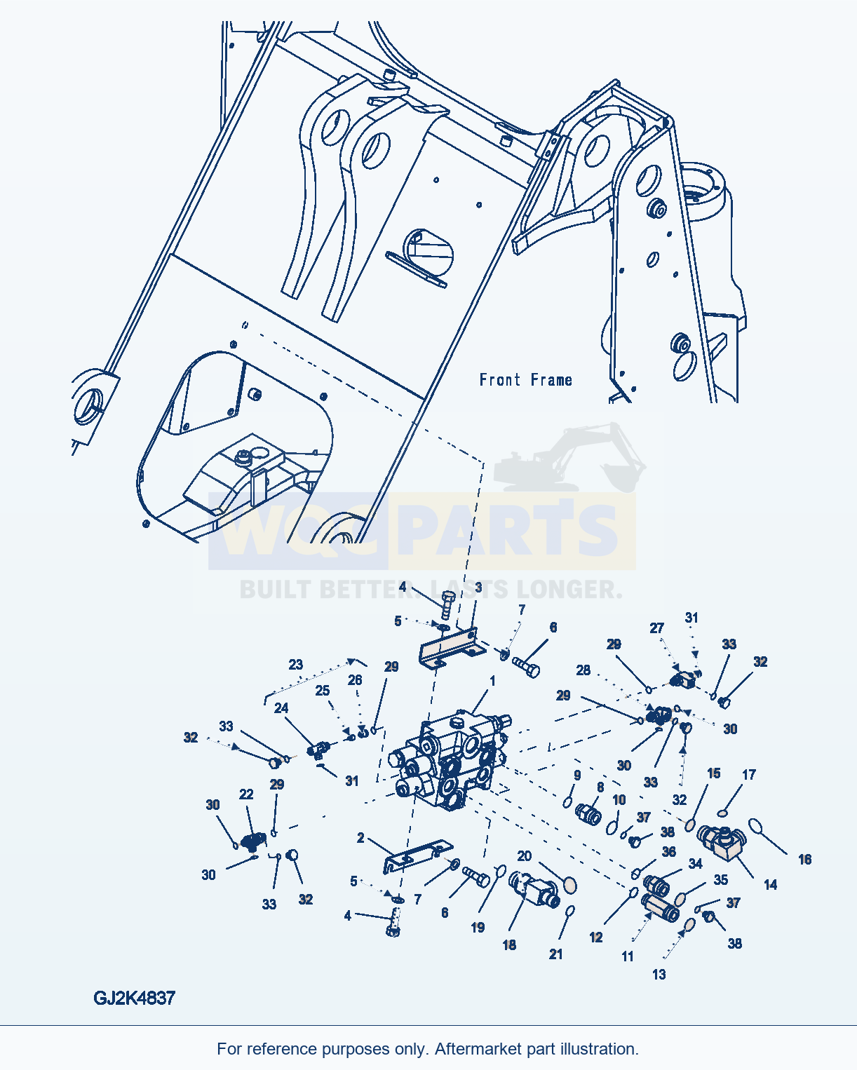 Komatsu WA250PZ-5 Main Valve (2 Spool, W Ecss, W/O Qc) parts diagram