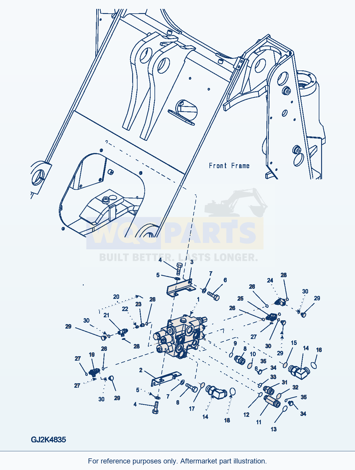 Komatsu WA250PZ-5 Main Valve (2 Spool, W/O Ecss, W/O Qc) parts diagram