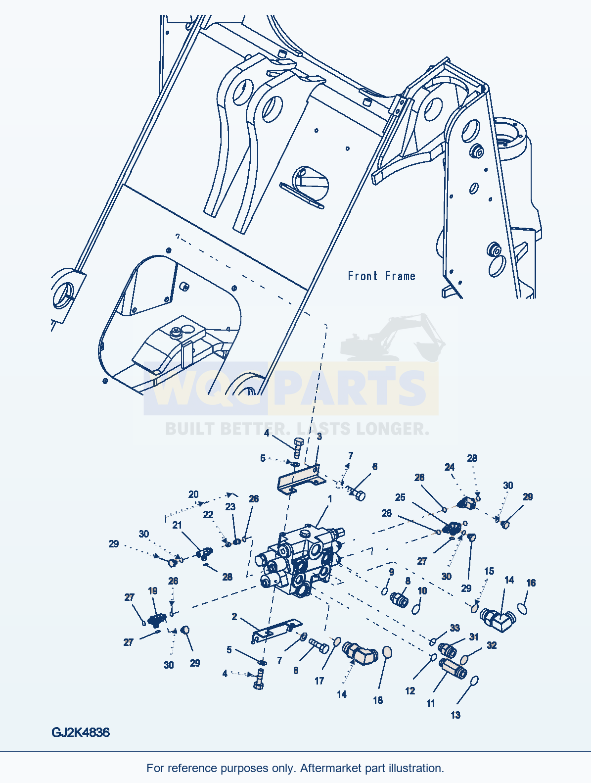 Komatsu WA250PZ-5 Main Valve (2 Spool, W/O Ecss, W Qc) parts diagram