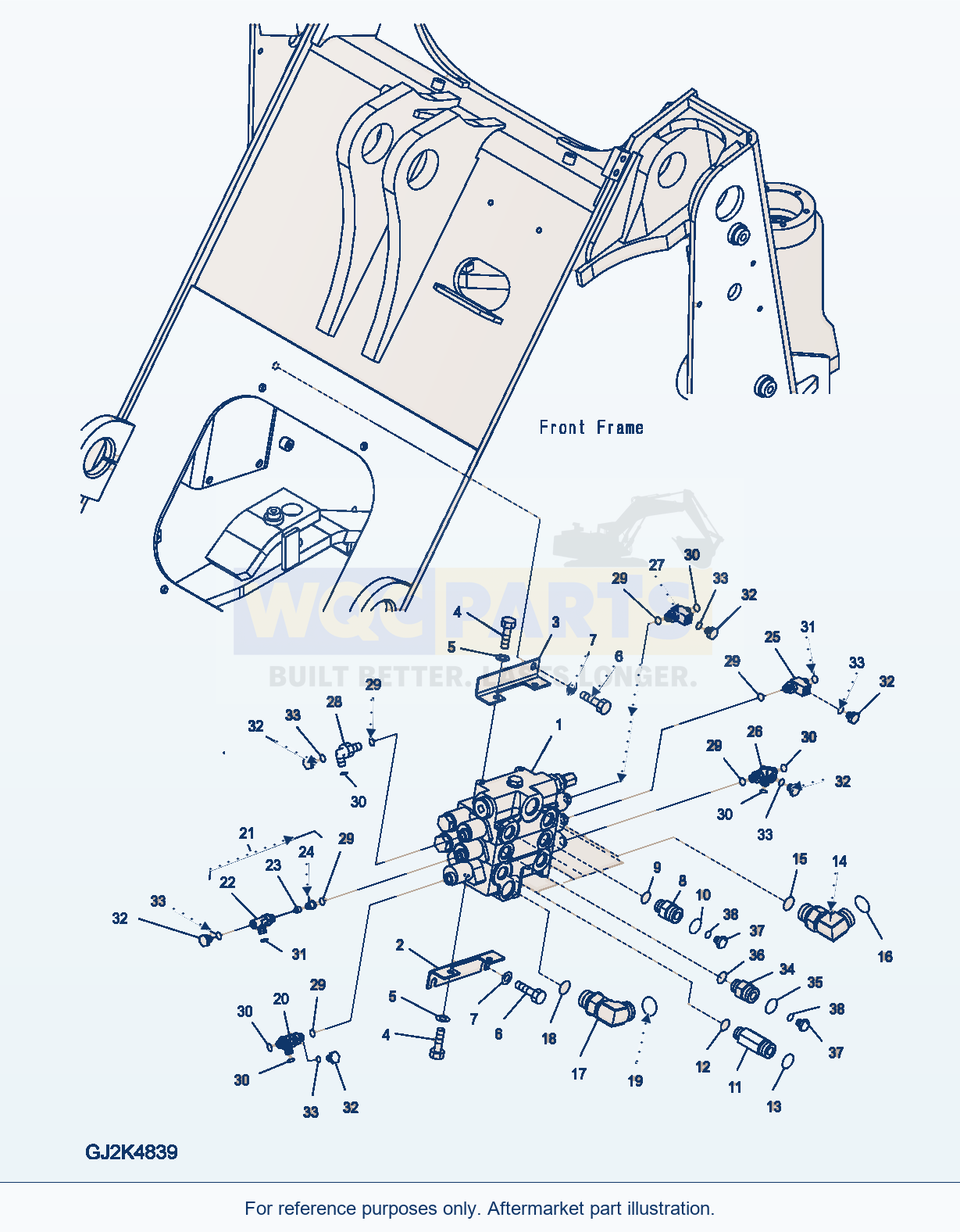 Komatsu WA250PZ-5 Main Valve (3 Spool, W/O Ecss, W/O Qc) parts diagram