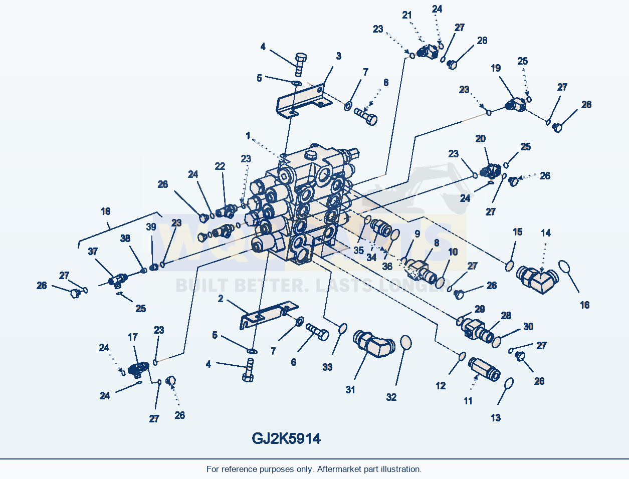Komatsu WA250PZ-5 Main Valve (4 Spool, W Ecss, W/O Qc) parts diagram