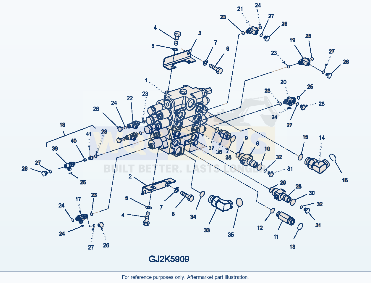 Komatsu WA250PZ-5 Main Valve (4 Spool, W/O Ecss, W/O Qc) parts diagram