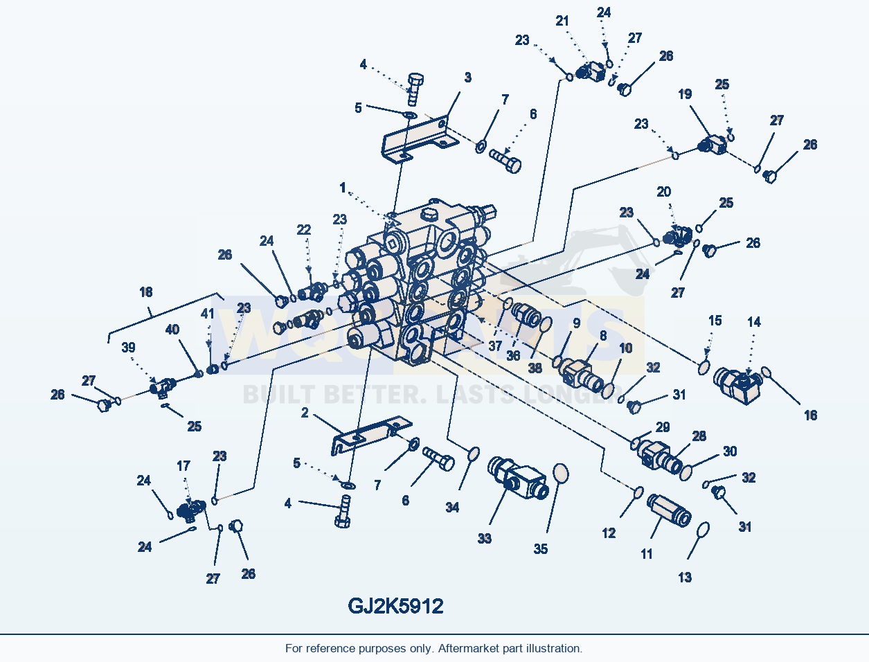 Komatsu WA250PZ-5 Main Valve (4 Spool, W/O Ecss, W Qc) parts diagram
