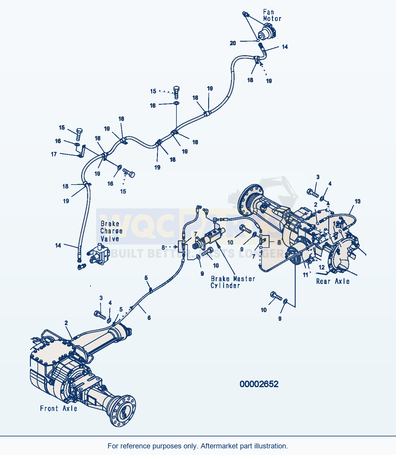 Komatsu WA250PZ-5 Brake Control (Brake Piping, Fan Motor Line) parts diagram