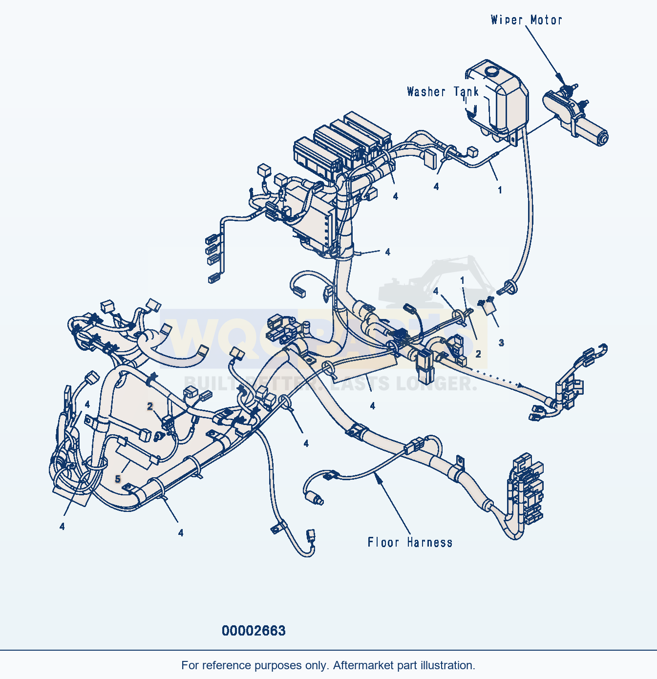 Komatsu WA250PZ-5 Floor (Washer Hose) parts diagram