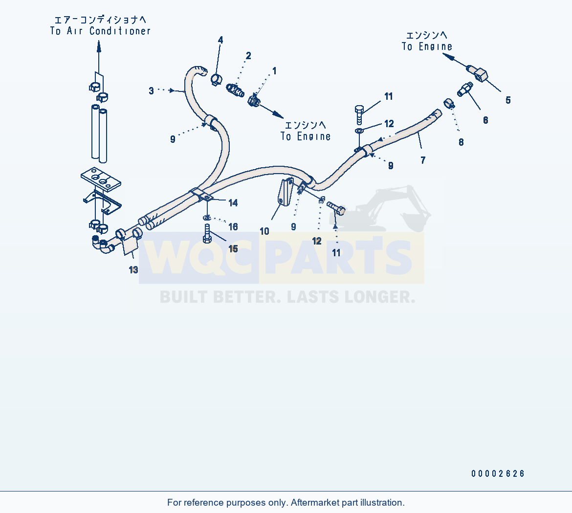 Komatsu WA250PZ-5 Heater Pipng parts diagram
