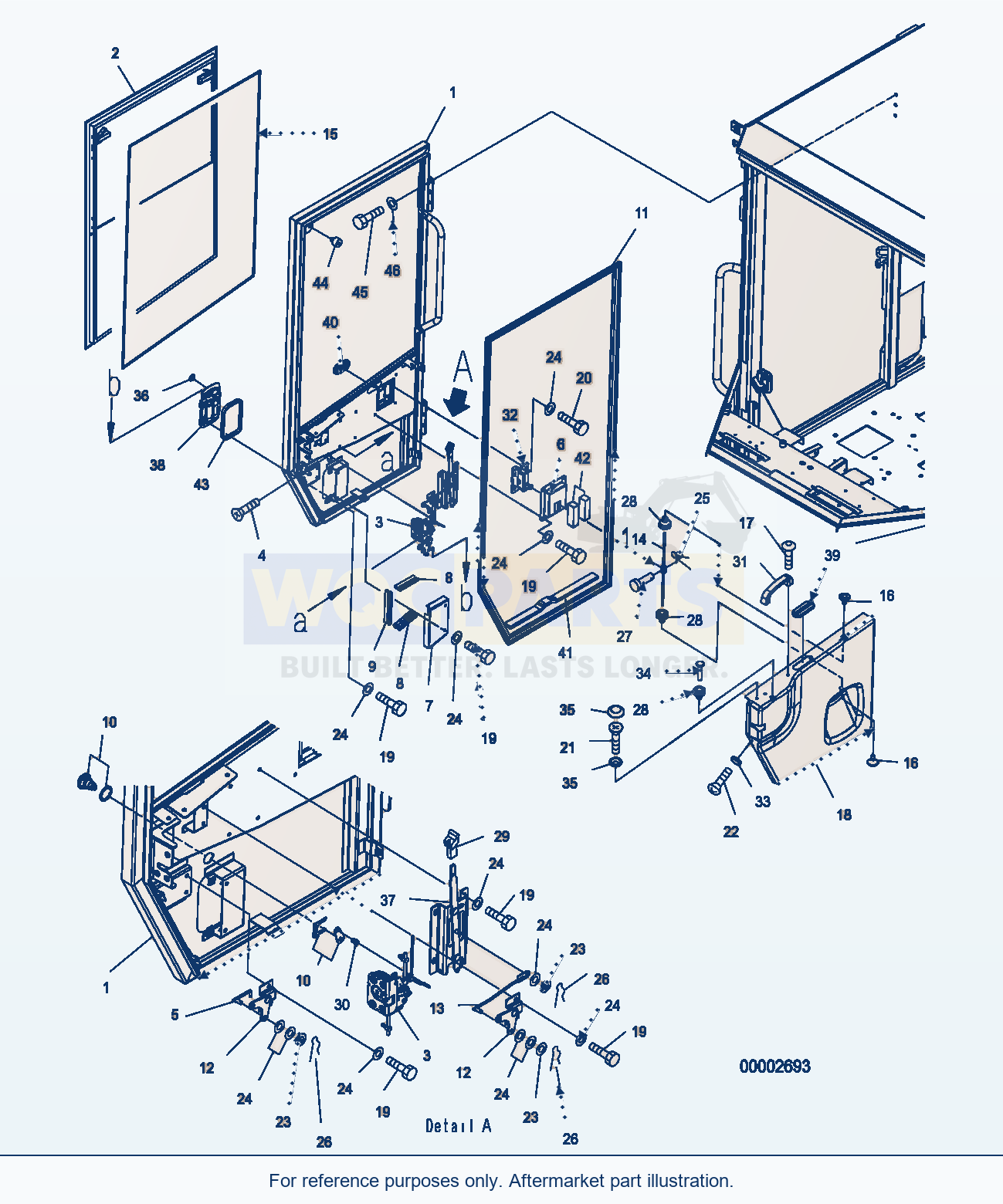 Komatsu WA250PZ-5 Rops Cab (Door Rhs) (Rops Model No: 6Vb4Ia-R) parts diagram