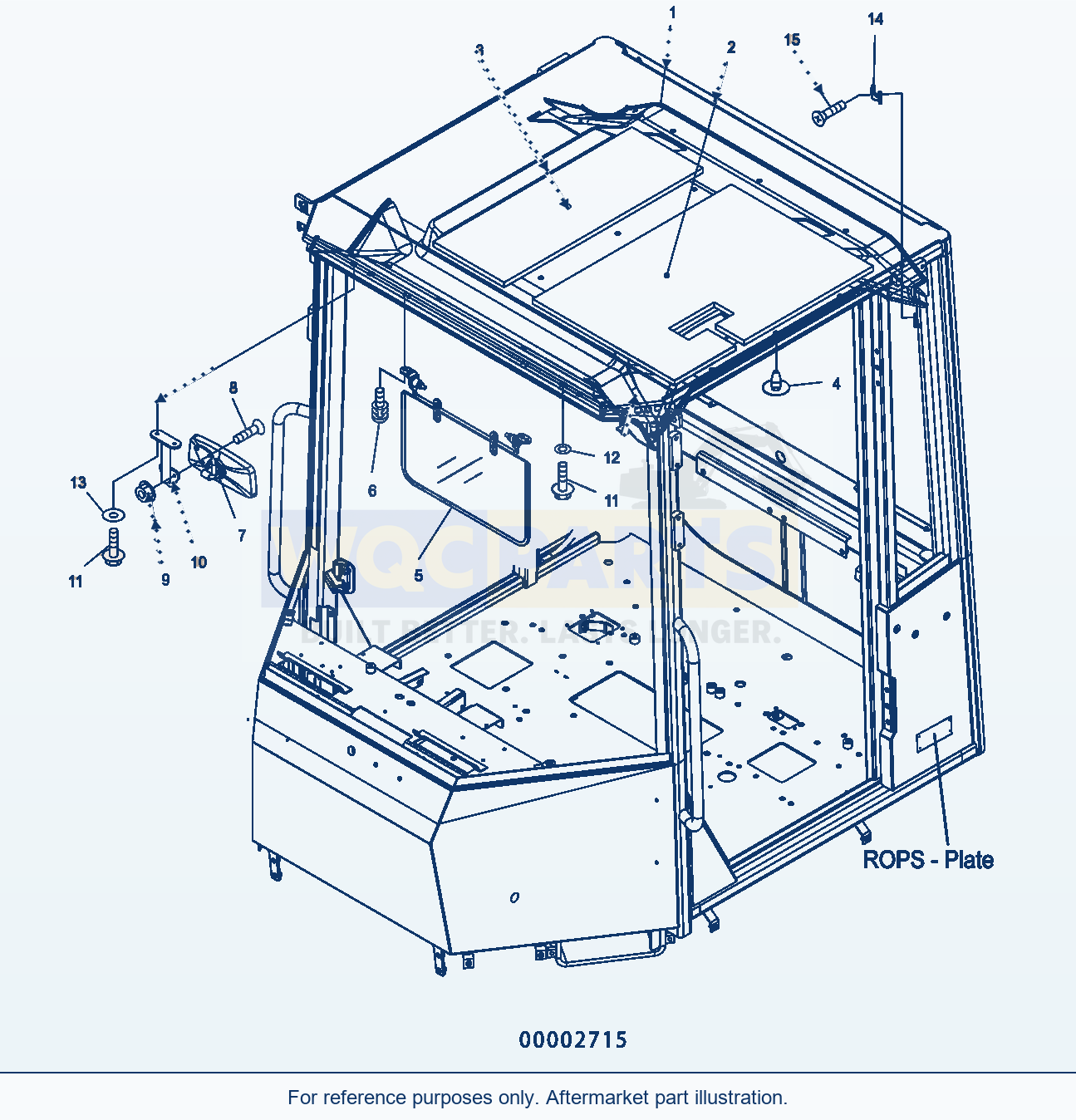 Komatsu WA250PZ-5 Rops Cab (Roof Pad) (Rops Model No: 6Vb4Ia-R) parts diagram