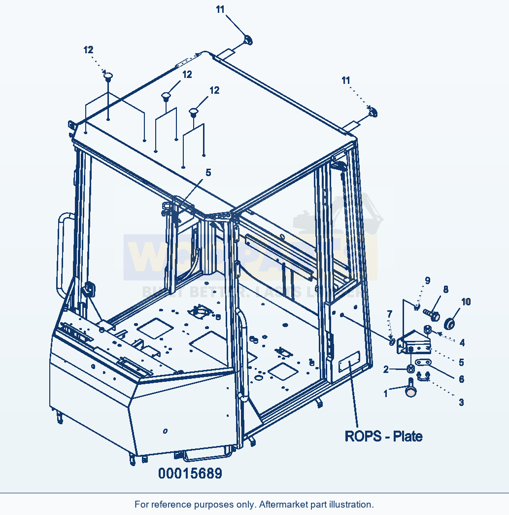 Komatsu WA250PZ-5 Rops Cab (Stopper) (Rops Model No: 6Vb4Ia-R) parts diagram