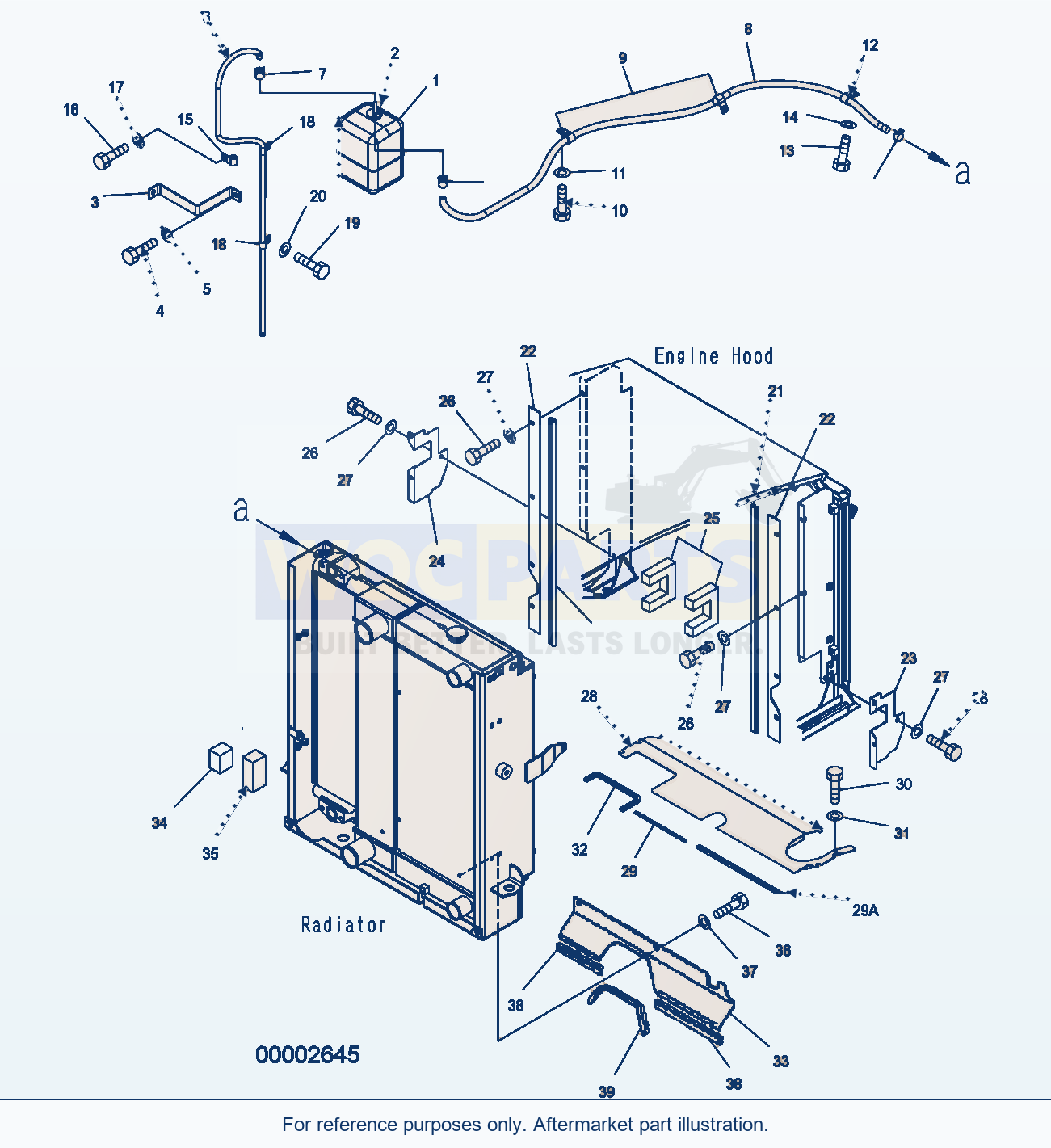 Komatsu WA250PZ-5 Hood (Radiator Piping And Buffle Plate) parts diagram