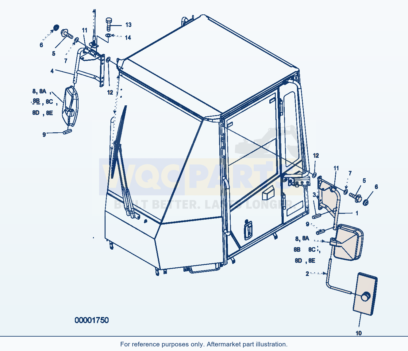 Komatsu WA250PZ-5 Mirror (To Sn: H50197) parts diagram