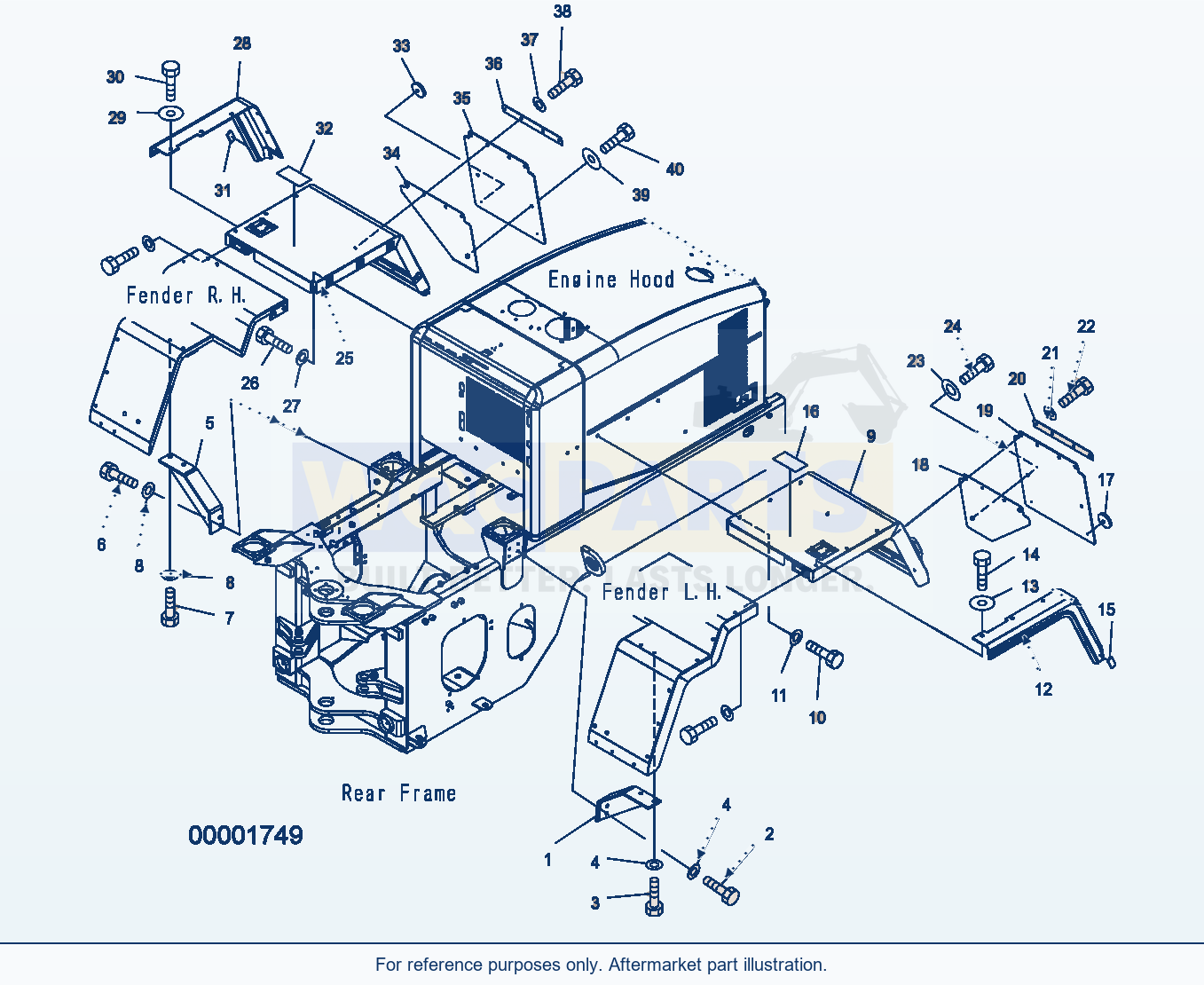 Komatsu WA250PZ-5 Rear Fender (Support) parts diagram
