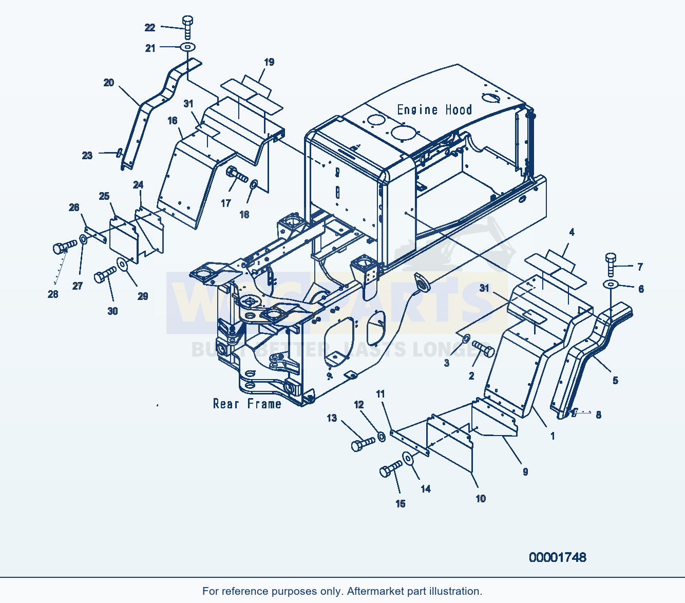 Komatsu WA250PZ-5 Rear Fender parts diagram
