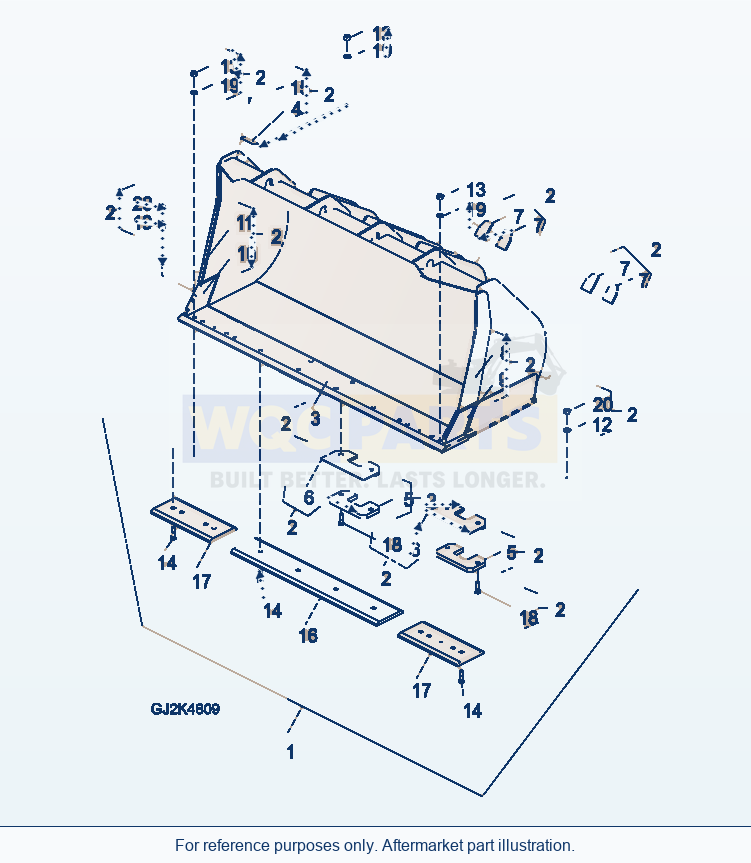 Komatsu WA250PZ-5 Bucket 2.3m³ (B.O.C.) (Type A) parts diagram