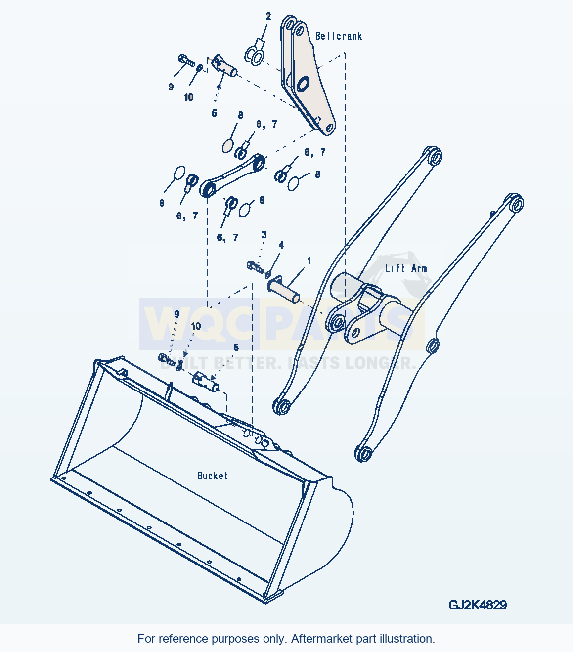 Komatsu WA250PZ-5 Lift Arm And Bellcrank (Mouting Parts) parts diagram