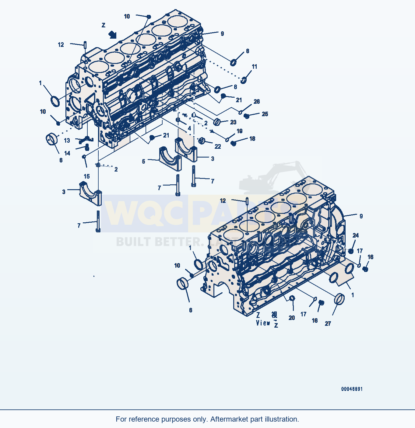 Komatsu WA250PZ-6 Cylinder Block Serial H00051 - UP parts diagram