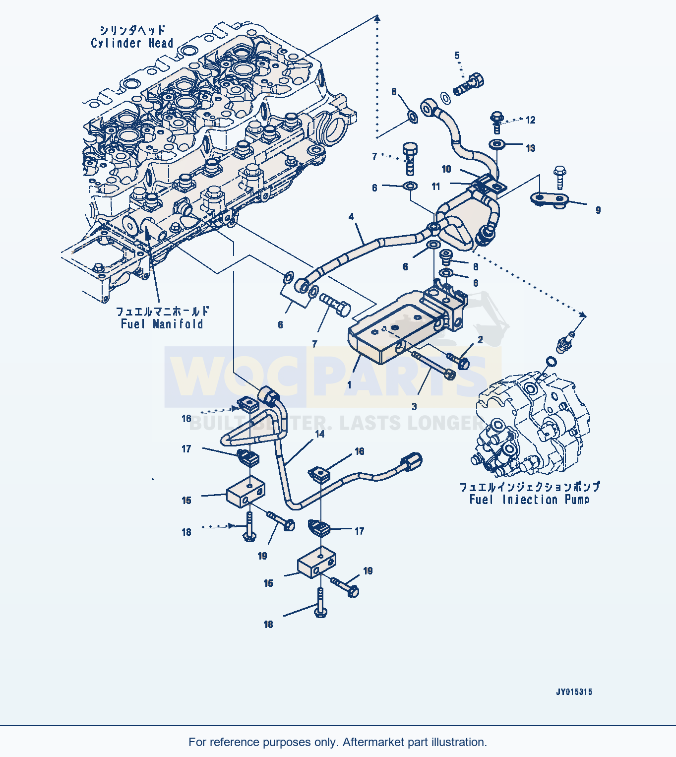 Komatsu WA250PZ-6 Fuel Piping (Aft00-001001) parts diagram