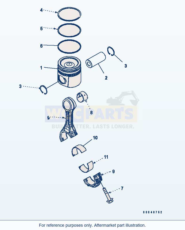 Komatsu WA250PZ-6 Piston And Connecting Rod Serial H00051 - UP parts diagram