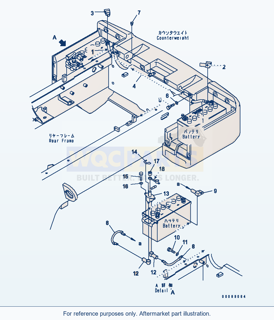 Komatsu WA250PZ-6 Rear Electric Harness (Battery Cable) parts diagram