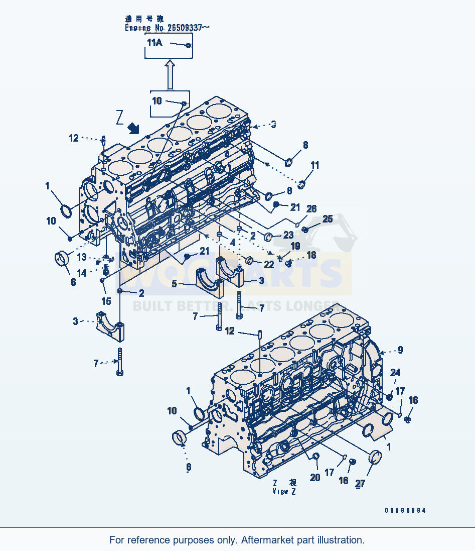 Komatsu WA250PZ-6 Cylinder Block Serial 75001-75749 parts diagram
