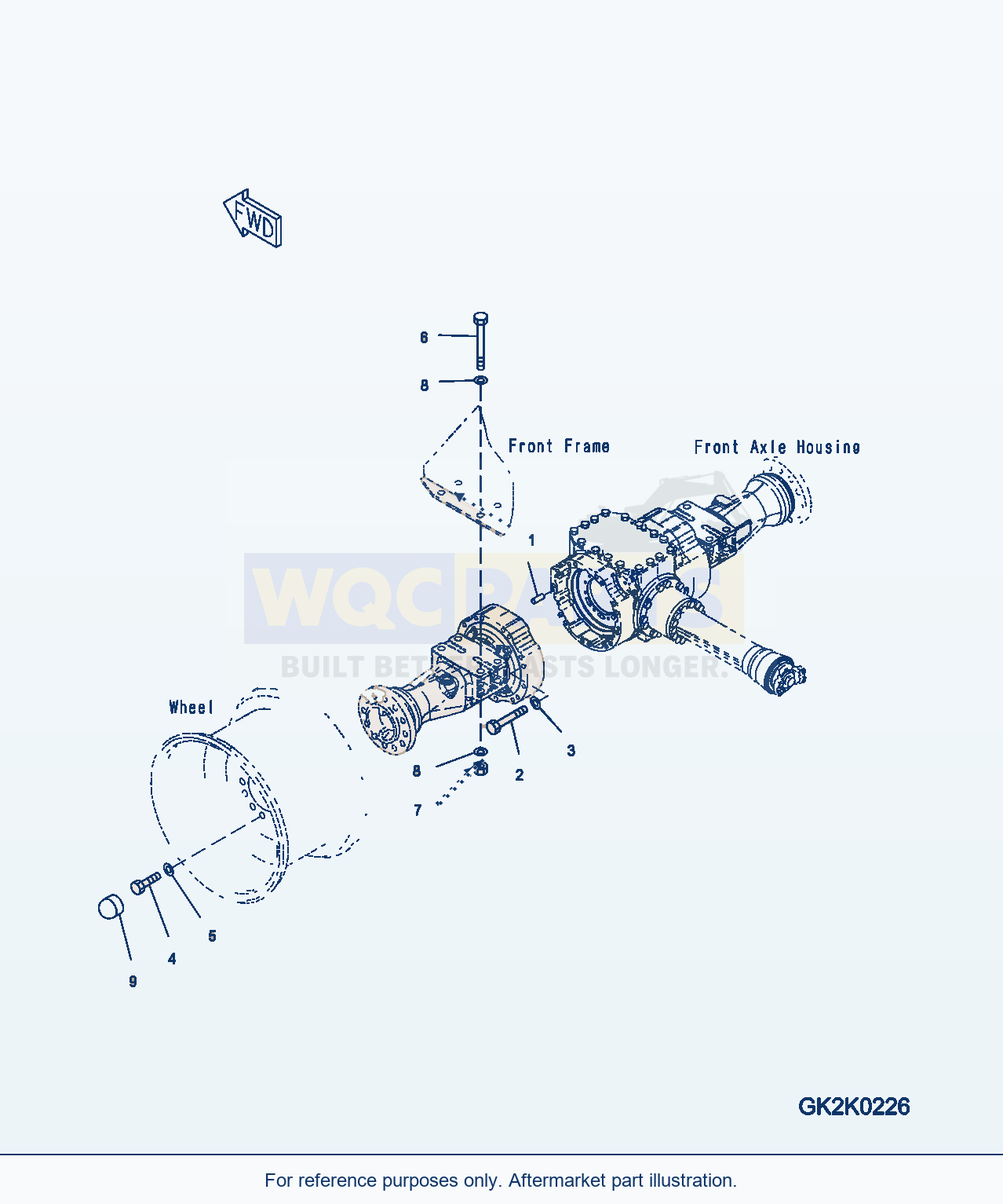 Komatsu WA250PZ-6 Front Axle (Mounting) parts diagram
