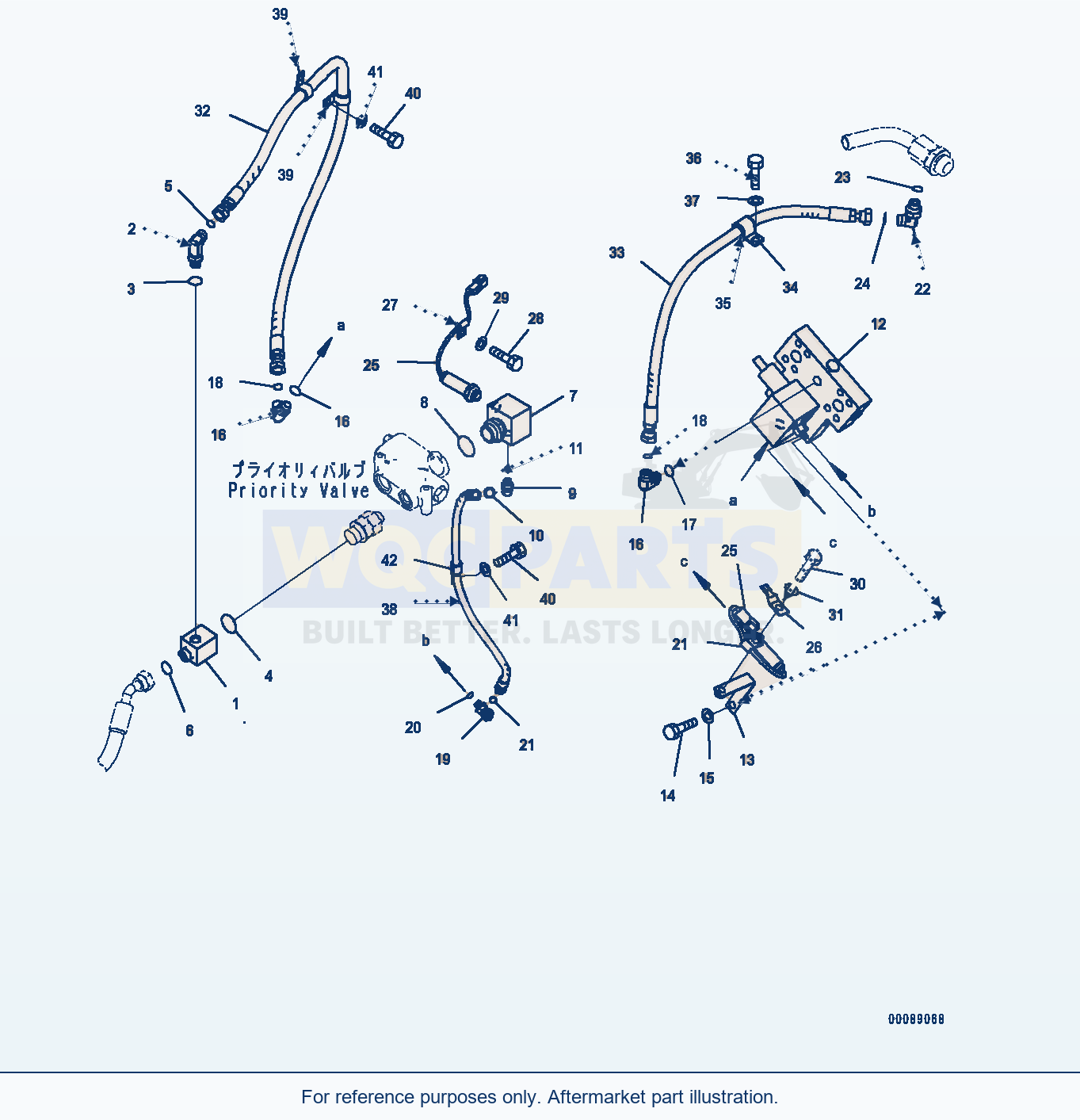 Komatsu WA250PZ-6 Emergency Steering Piping parts diagram