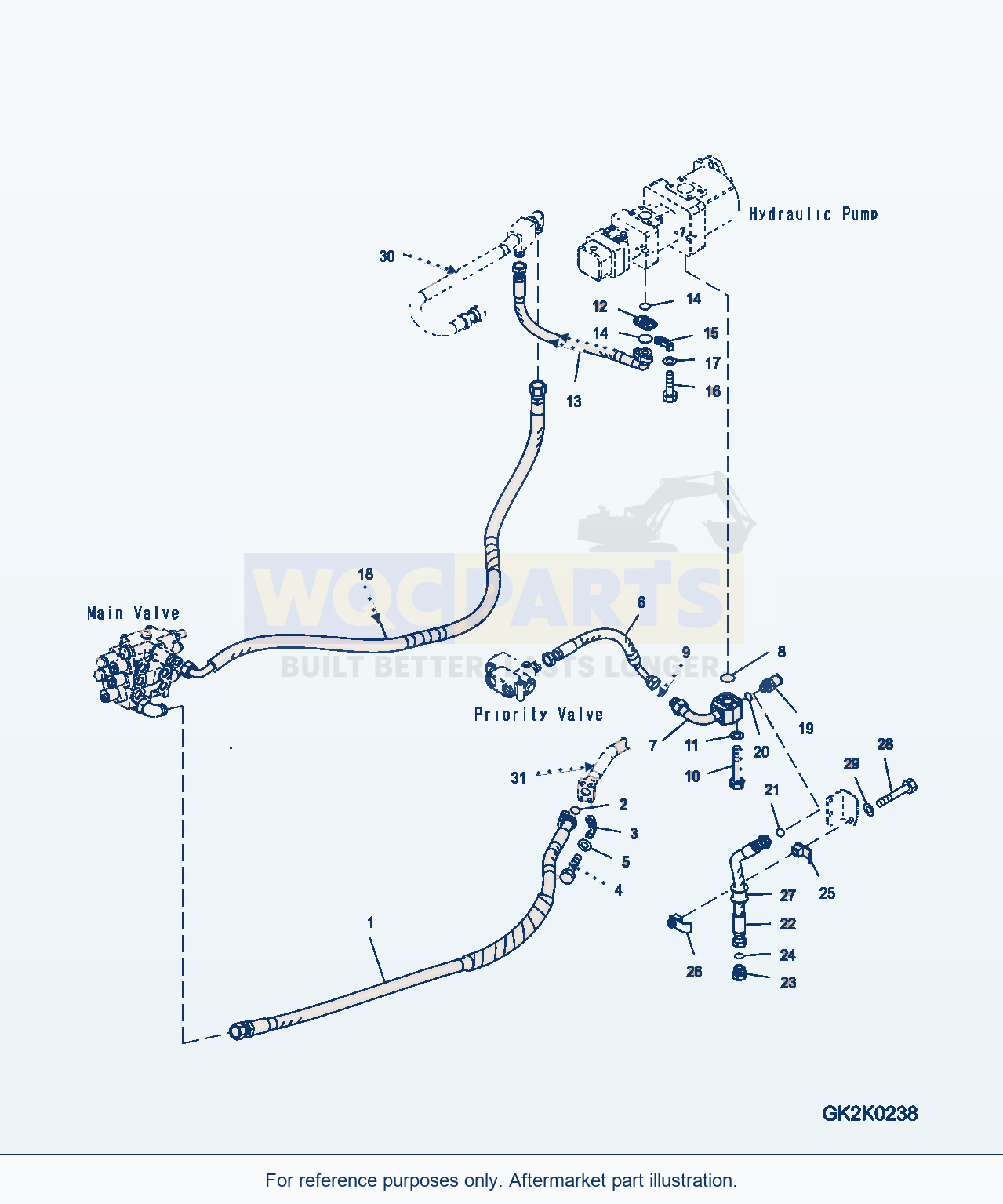 Komatsu WA250PZ-6 Hydraulic Piping (Drain Piping) parts diagram