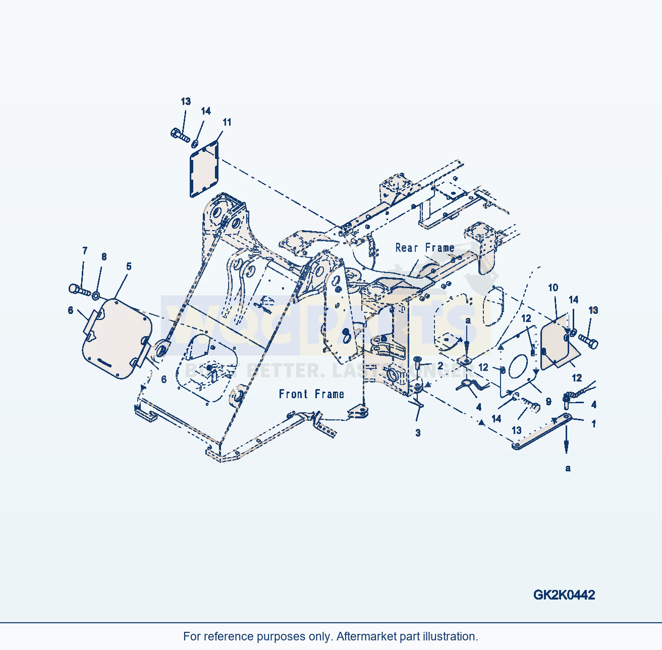 Komatsu WA250PZ-6 Articulate Lock Bar And Frame Cover parts diagram
