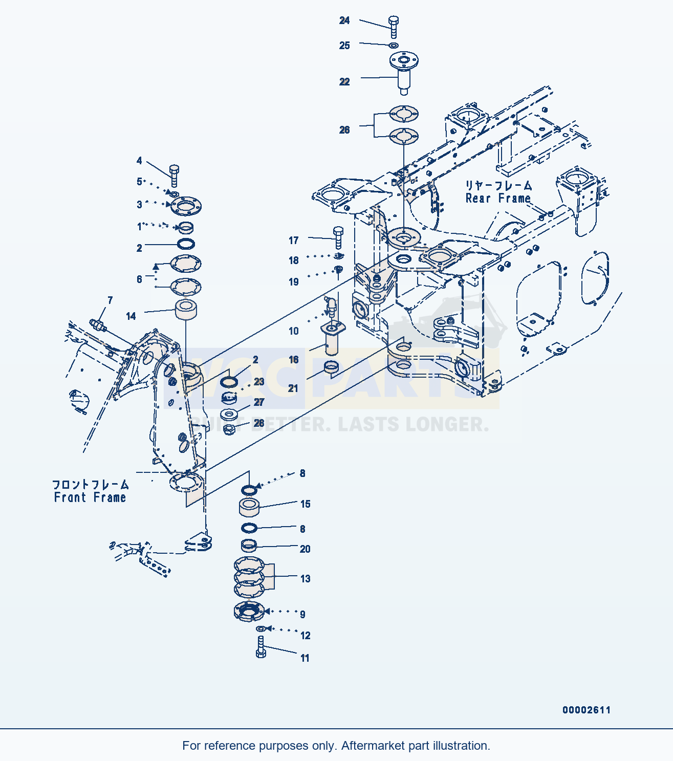 Komatsu WA250PZ-6 Hinge Pin Serial H00051 - UP parts diagram