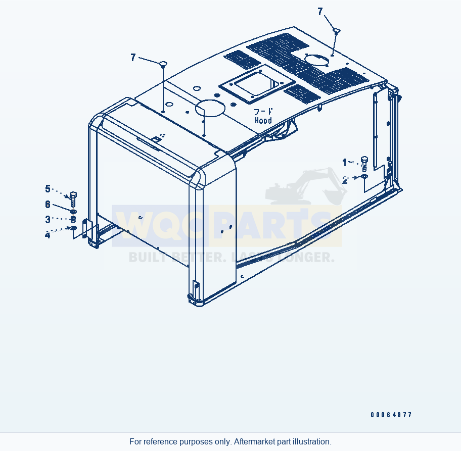 Komatsu WA250PZ-6 Engine Hood (Mounting) Serial 75160 - 75467 parts diagram
