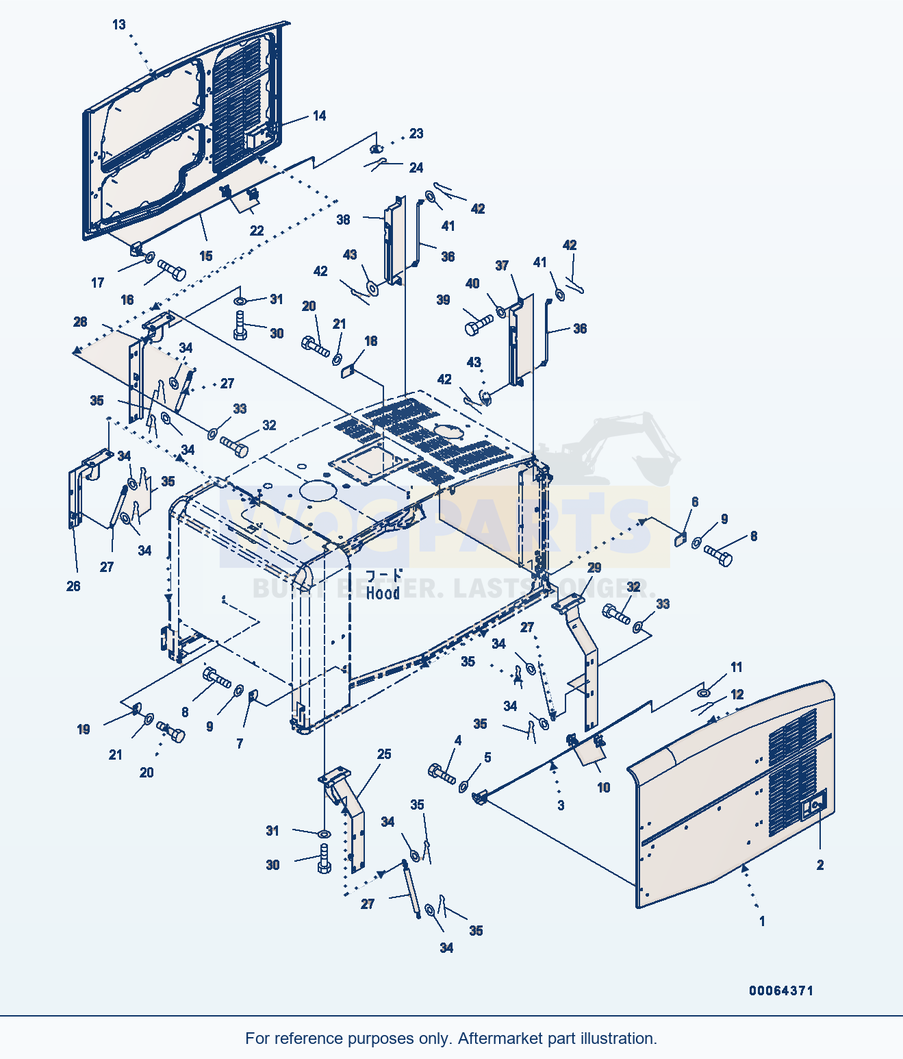 Komatsu WA250PZ-6 Engine Hood (Door) Serial H00051 - UP parts diagram
