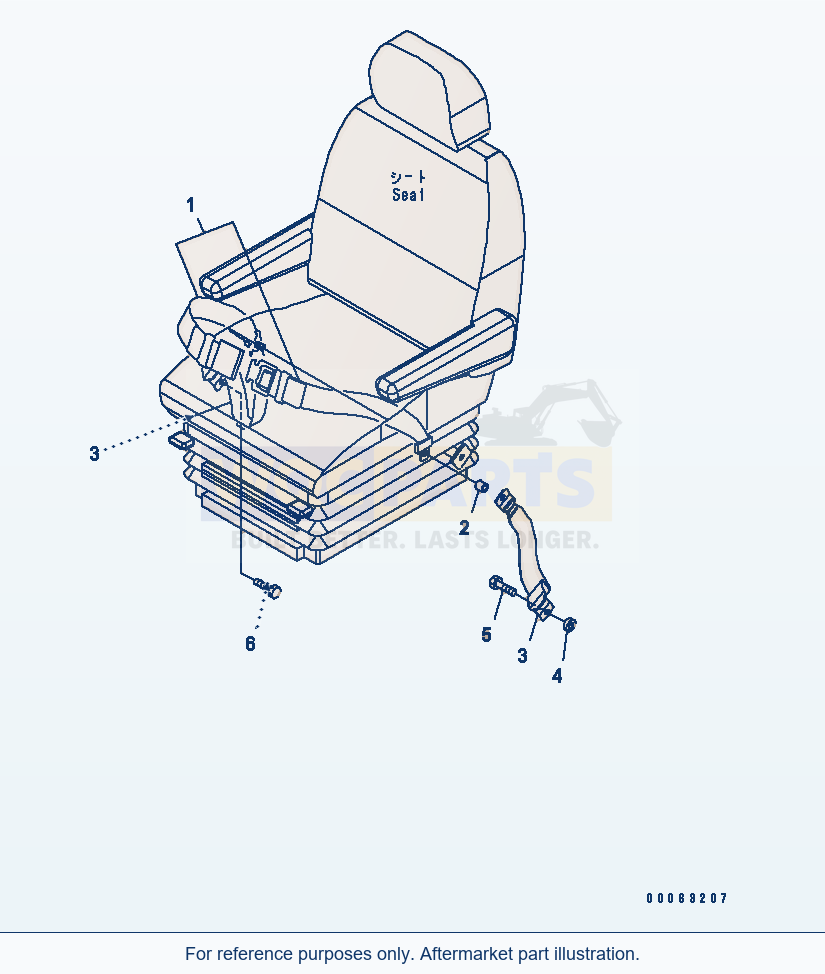 Komatsu WA250PZ-6 Seat Belt (78 mm)(#75001-) parts diagram