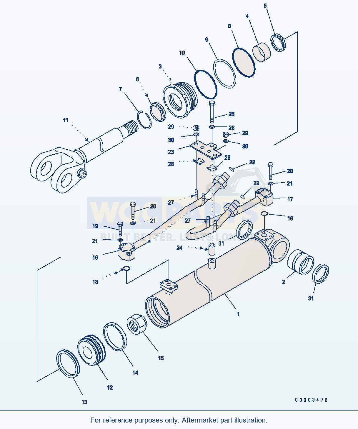 Komatsu WA250PZ-6 Boom Lift Cylinder (Inner Parts) parts diagram