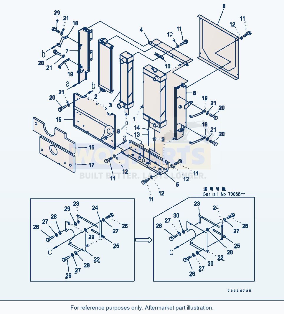 Komatsu WA270-5-SN Radiator parts diagram