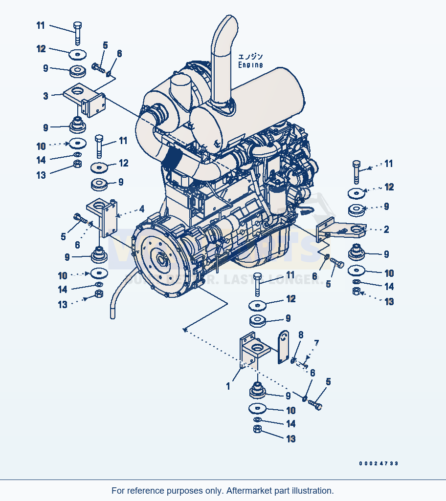 Komatsu WA270-5-SN Engine Mount parts diagram