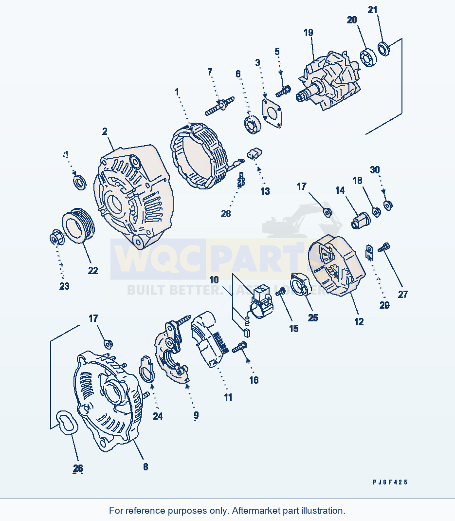 Komatsu WA270-5-SN Alternator (35A) (Inner Parts)(#26315328-) parts diagram